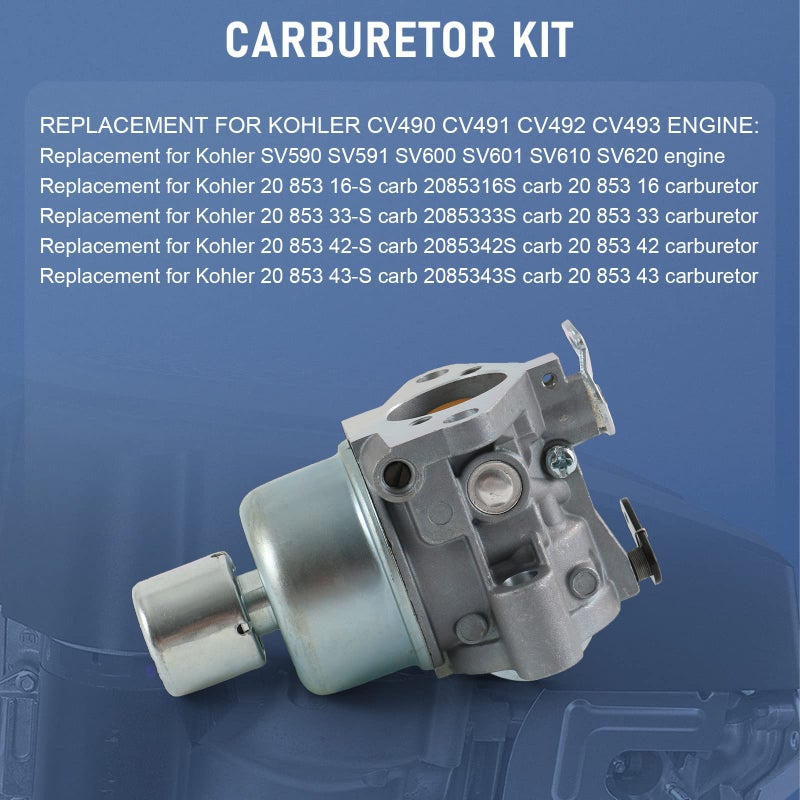 CARMOCAR New Carburetor Carb Replacement for Kohler 20 853 33-S 35-S 95-S 88-S Fits Courage SV530 SV540 SV590 SV600 Cub Cadet Toro John Deere 18-22HP - Image 3